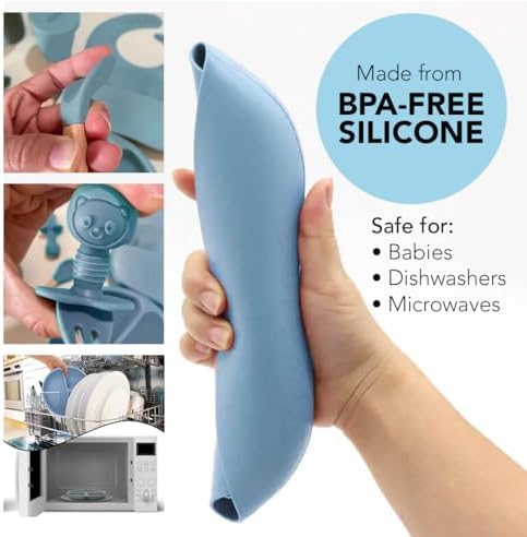 Silicone Baby Feeding Set Whimsy Blue Infant Tableware Collection - Image 7