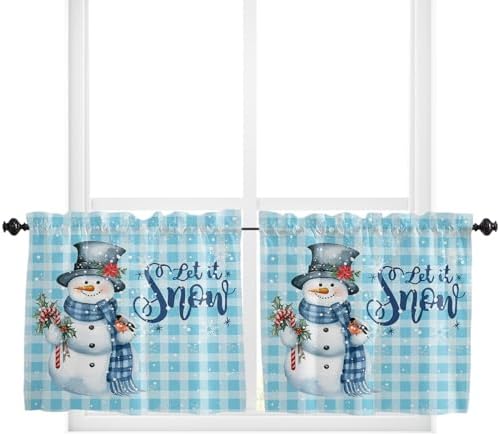 Snowman Christmas Kitchen Curtains and Valances Set, Let It Snow Winter Holiday - Image 5