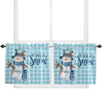 Snowman Christmas Kitchen Curtains and Valances Set, Let It Snow Winter Holiday - Image 5