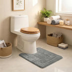 GRANNY SAYS Dark Grey U Shaped Toilet Rug 20" x 24", Non-Slip Bath Mat - Image 5