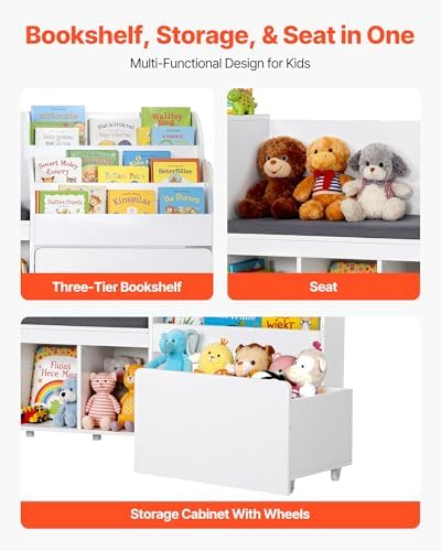 VEVOR Kids Reading Nook, Wooden Storage Bench - Image 5
