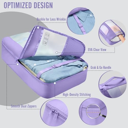 Veken 8 Set Packing Cubes for Travel Essentials, Anti-Wrinkle Buckled Suitcase - Image 4