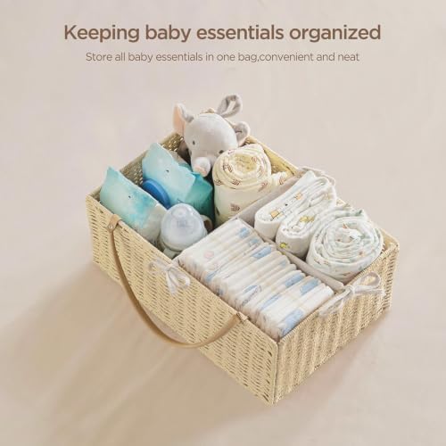 HBlife Baby Diaper Caddy Organizer, Paper Rope Storage Baskets Nursery Bin - Image 3