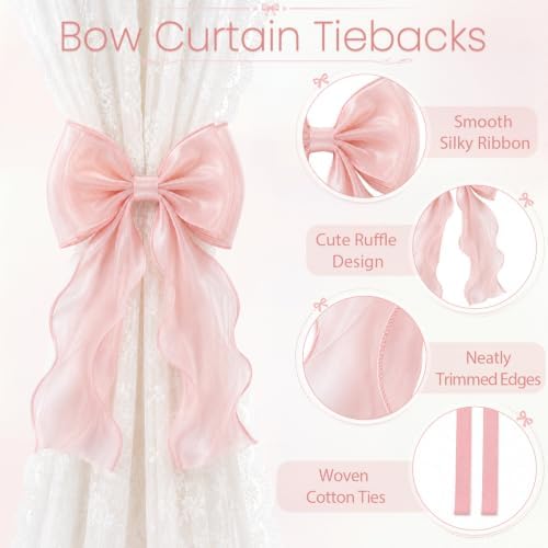 VIS'V Curtain Tiebacks, French Silky Bow Curtain Holdbacks - Image 4