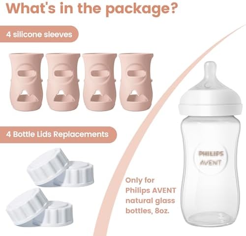 4Pack Silicone Sleeves for Philips Avent Natural Glass Baby Bottles - Image 3