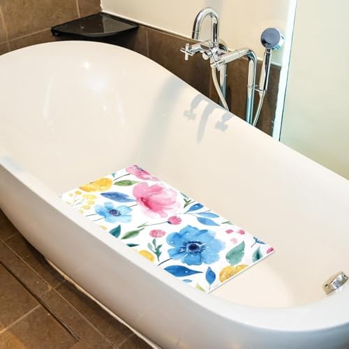 Shower Mat Non Slip 26.8 x 15.1 Inches, Floral Design Bathtub Mat Shower Stall - Image 5