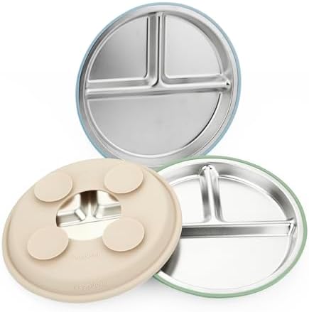 PandaEar 3 Pack Stainless Steel Baby Suction Plates, Divided Toddler Plate - Image 5