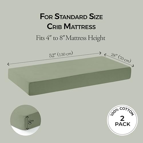 Dreamology Crib Sheets Cotton, 100% Cotton Fitted Crib Sheet, 2 Pack - Image 3