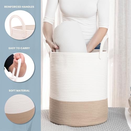 OrganiHaus Tall Cotton Rope Laundry Basket & Hamper, Blanket Storage 52L - Image 3