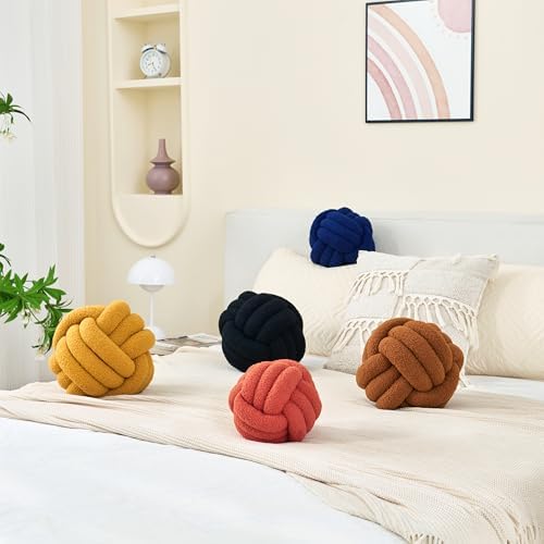 Petrella Grapefruit Knot Pillow Ball, 13 Inch Round Decorative Throw Pillow - Image 3