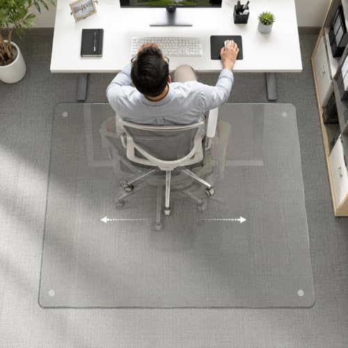 46 x 55 Inch Glass Chair Mat, 1/5 Inch Thick Tempered Glass Office Chair Mat - Image 6