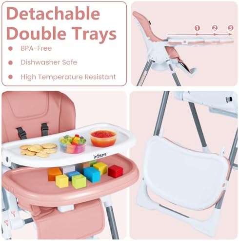 INFANS High Chair for Babies and Toddlers, Foldable Highchair - Image 4