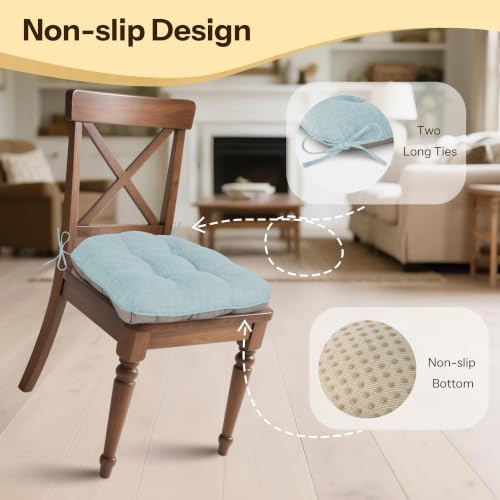 Chair Cushions for Dining Chairs Set of 4, Aqua Blue - Image 3