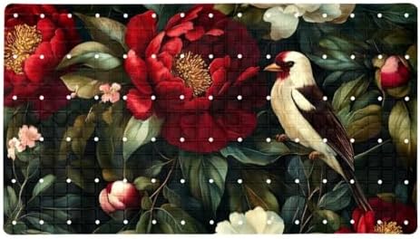Shower Mat Non Slip 26.8 x 15.1 Inches, Tropical Peony Bird Bathtub Mat Shower by Anna+Cowper