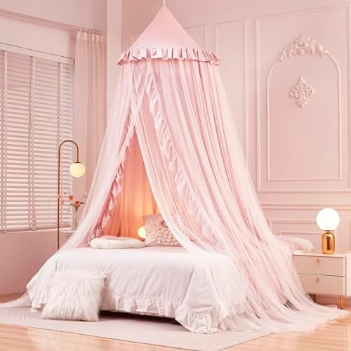Mengersi Bed Canopy for Girls, Princess Round Dome Canopy Bed Curtains-Dreamy - Image 7