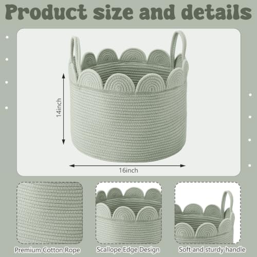 LemonRoad Round Woven Basket Sage Green - Image 2