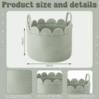LemonRoad Round Woven Basket Sage Green - Image 2