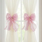 2 Pack French Lace Bow Curtain Tiebacks, Hot Pink by GAJILON