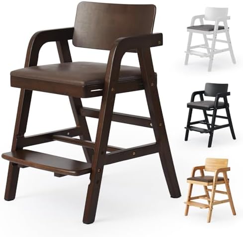 Wooden High Chair for Babies and Toddler Dining Chair by Leesinwing