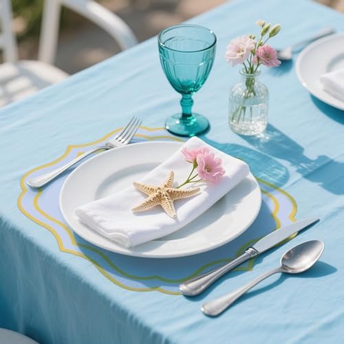 100 Pcs Dusty Blue Paper Placemats 13.4 x 12 Inch Disposable Scalloped Paper - Image 4