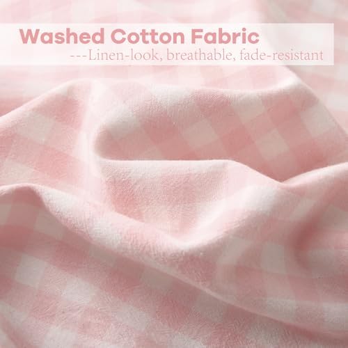 2 Pack Blush White Gingham Ruffle Pillow Shams King Size 20"x36" - Image 6