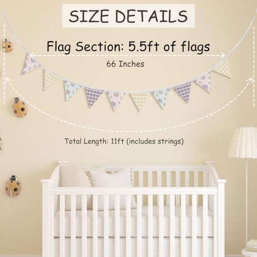 Purple Nursery Baby Girl Toddler Room Decor Floral Fabric Garland - Image 3