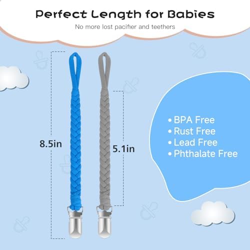 Pacifier Clip for Boys and Girls 6 Pack Baby Pacifier Holder Leash - Image 4
