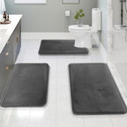 Clara Clark 3 Piece Bathroom Rugs Bath Mat Set, Velvet Memory Foam Bath Mats by ClaraClark