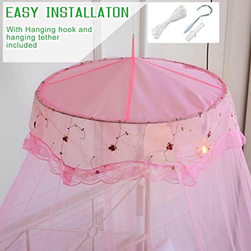 Mosquito Net Bed Canopy for Girls Pink Bed Curtains Tent Twin Queen Size - Image 5
