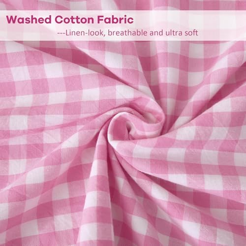 Pink White Gingham Ruffle Body Pillow Cover 20"x54" - Image 6