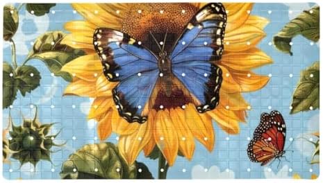 Shower Mat Non Slip, Sunflowers Butterfly Anti Slip Bath Mat by Anna+Cowper