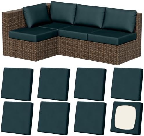 8Pcs Outdoor Cushion Covers, Stretch Patio Furniture Couch Chair Slipcovers by VORSHAPE