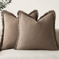 Foindtower Decorative Linen Fringe Throw Pillow Covers 22×22 Light Brown by Foindtower
