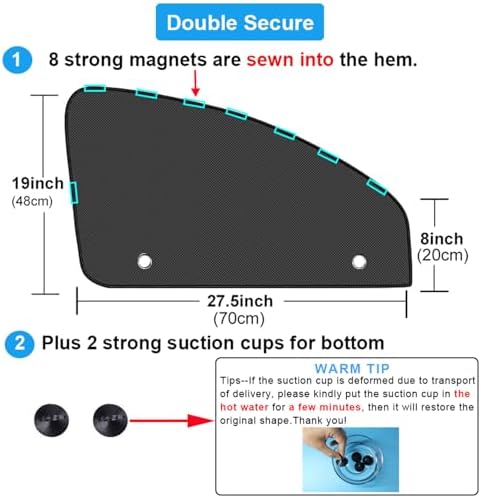 Ovege Car Window Shades Magnetic 2pcs Universal Car Window Screen Mesh Side - Image 2