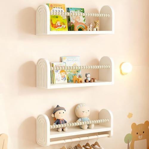OurWarm Nursery Book Shelves for Wall Set of 3, Wall Mounted Floating by OurWarm