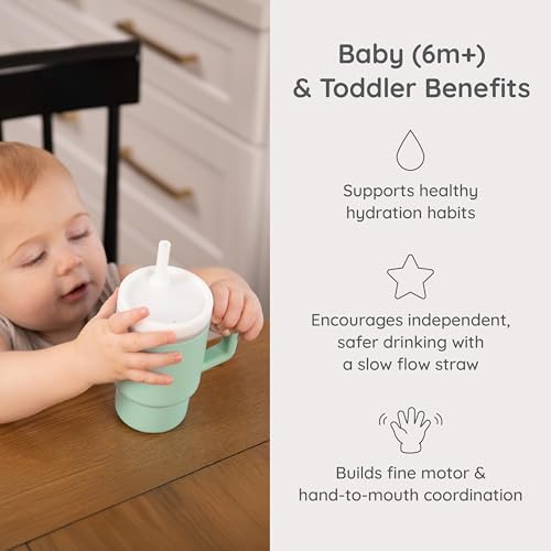 Infantino My 1st Tumbler 9 Oz Silicone Sippy Cup, Cool Mint - Image 3