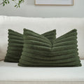 FUTEI Pack of 2 Faux Fur Throw Pillow Covers 12x20 Inch, Olive Green by FUTEI