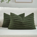 FUTEI Pack of 2 Faux Fur Throw Pillow Covers 12x20 Inch, Olive Green by FUTEI