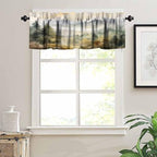 Forest Valance Curtain for Kitchen, Watercolor Mountain Forest Nature Tree - Image 5