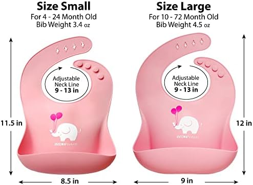 2-Pack Waterproof Silicone Baby Bib Lightweight Comfortable Easy-Wipe Clean - Image 2