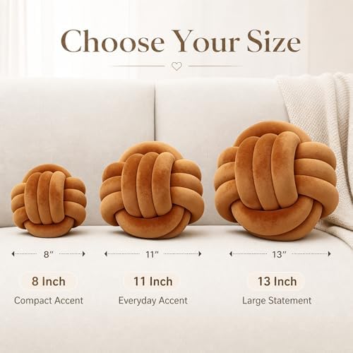 Petrella Caramel Knot Pillow Ball, 11 Inch Round Decorative Pillow - Image 3