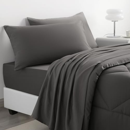 NTBAY Twin Microfiber Bed in a Bag, Comforter Set 5 Piece, Dark Grey - Image 4