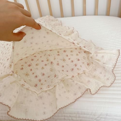 BuLuTu Muslin Cotton Pink Floral Pillow Cases King - Image 4