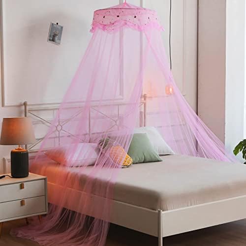 Mosquito Net Bed Canopy for Girls Pink Bed Curtains Tent Twin Queen Size by VISATOR