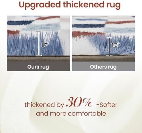 Super Soft Rug for Bedroom, 4x6 Ft Rainbow Area Rug Classic Checkered Shaggy - Image 5