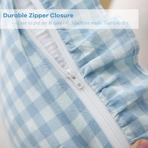 2 Pack Light Blue Gingham Lumbar Throw Pillow Shams 12''x20'' - Image 5