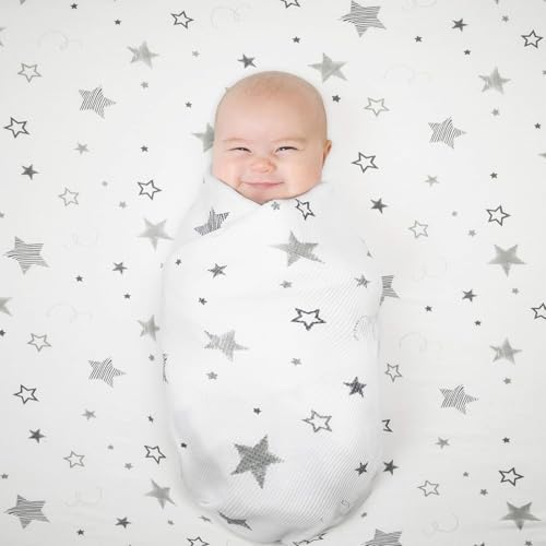 American Baby Company Cotton Fitted Crib Sheet 52x28", Super Stars - Image 3
