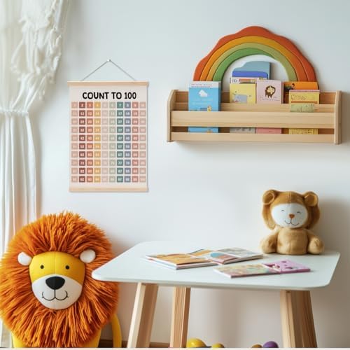 Number Chart 1-100 Poster Hanger, Boho Classroom Decor Wall Learning Poster - Image 2
