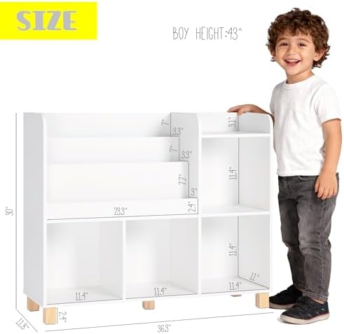 Spirich Kids Bookshelf and Toy Storage, Child Cube Organizer Bookcase Shelf - Image 2