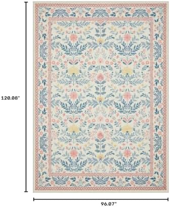 Joydeco Pink Area Rugs 8x10 for Living Room, Washable Cute Boho Floral Kids - Image 2